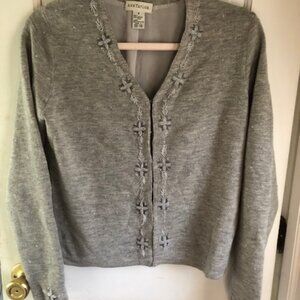 Ann Taylor Vintage Merino wool pearl and crystal beaded cardigan sweater